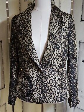 VINTAGE CACHE LEOPARD PRINT BLAZER,MOB WIFE,Y2K GLAM ROCK JACKET SZ 6